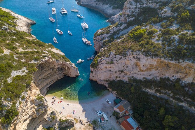 Blue Cave and Town Hvar with 5 Island Boat Tour - Leaving Bol for the old submarine shelter