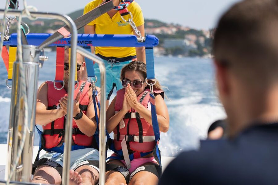 Cavtat: Parasailing - Taking off from Gabriel Watersports Cavtat