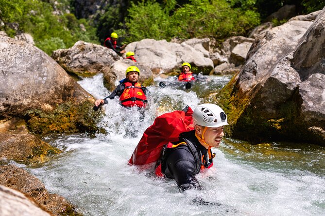 Extreme Canyoning on Cetina River from Split or Šestanovac - The 53-meter rappel beside the waterfall