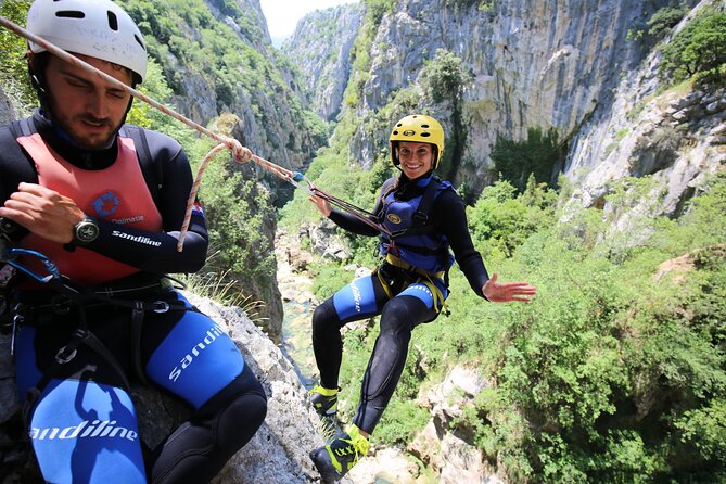 Extreme Canyoning on Cetina River from Split or Zadvarje - The Great Gubavica rappel, 55 meters of height