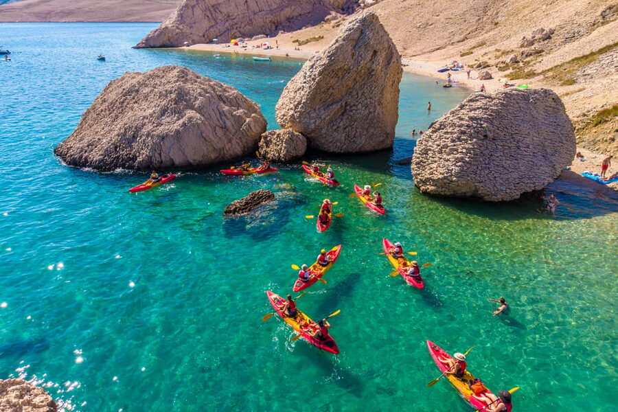 From Metajna/Novalja: Pag Bay Guided Sea Kayaking Tour - Ručica Beach and the first paddle toward Sušac