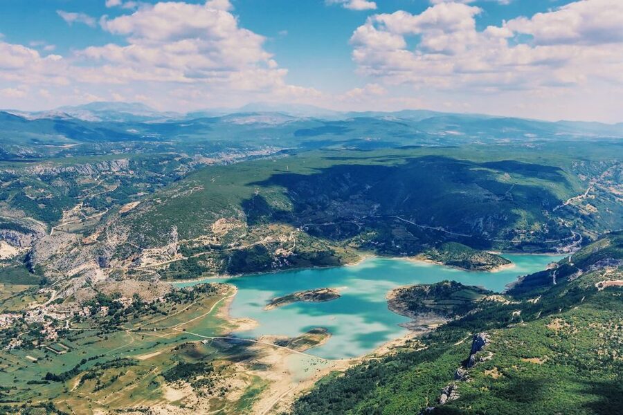 From Sinj: Flight Over Imotski, Trilj, Omiš, and Split - Following the Cetina River to Trilj
