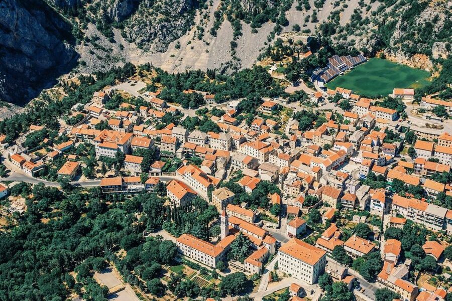 From Sinj: Flight Over Imotski, Trilj, Omiš, and Split - Omiš, where the river meets the sea