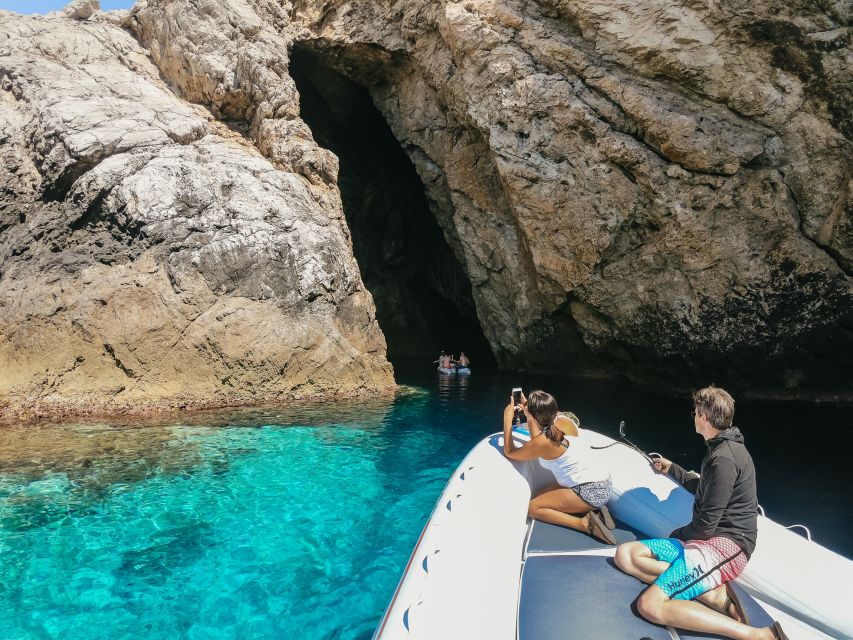 From Split: Blue Cave & 5 Islands with Vis & Hvar Boat Tour - Stiniva Cove is a look, not a beach day