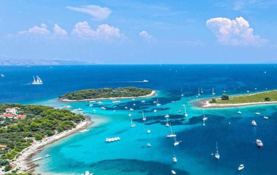From Split: Blue Lagoon & 2 Islands half-day Private - Krknjaši Blue Lagoon and its floating cocktails