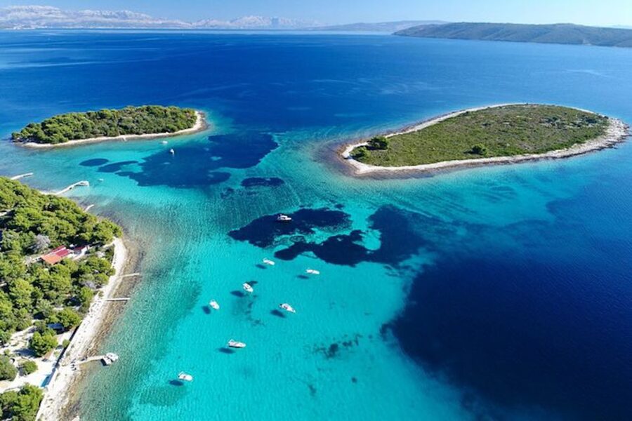 From Split: Blue Lagoon & 2 Islands half-day Private - Leaving Split and passing Trogir