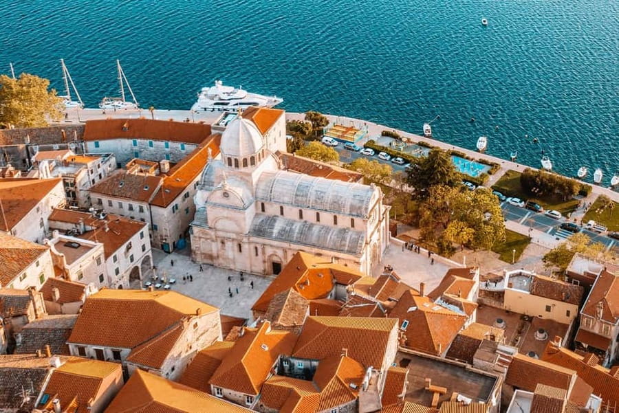 From Trogir, Seget & Okrug: Krka Waterfalls Culture Tour - Šibenik and the Cathedral of St. James