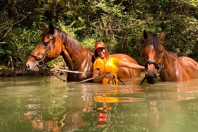 Horseback Riding Across River Ljuta with transport - The river crossing and swimming stop