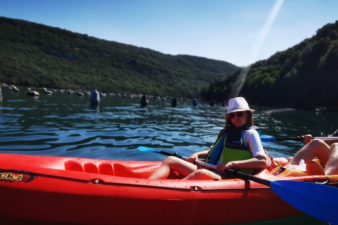 Kayaking Experience in Lim Bay Sea in The Croatian Fjord - The return paddle and a drink by the water