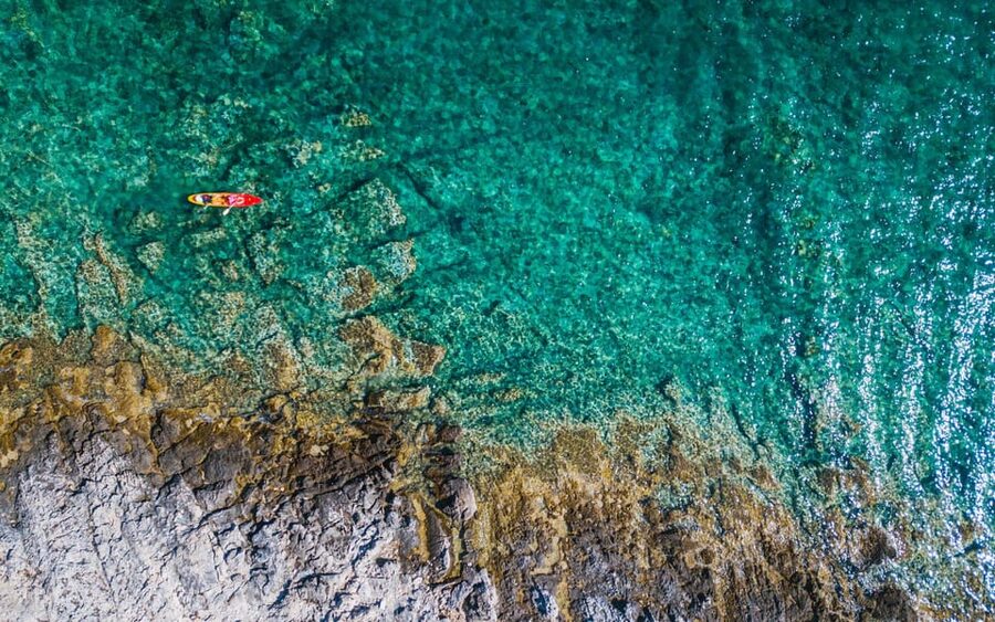 Korcula Archipelago Kayak Tour - Clear water and a useful snorkeling break