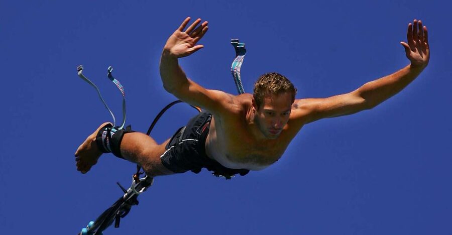 Novalja: Zrce Beach Bungee Jumping Experience - Reaching the bungee tower and preparing to jump