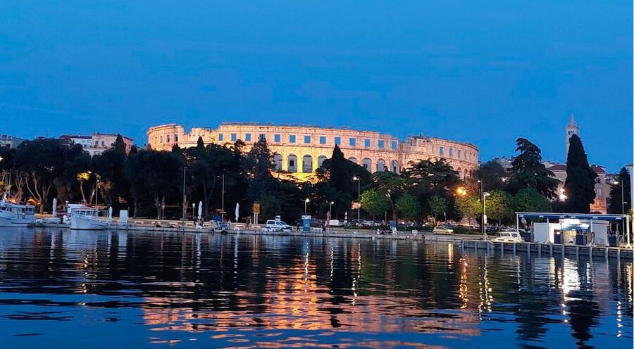 Pula: Harbor Cruise with unlimited Drinks - The first view: Pula’s Roman Arena