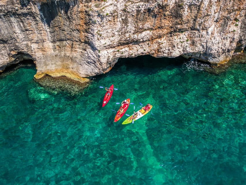 Pula: Kayak Adventure with Cave & Island Snorkeling - Getting started at Vinkuran port