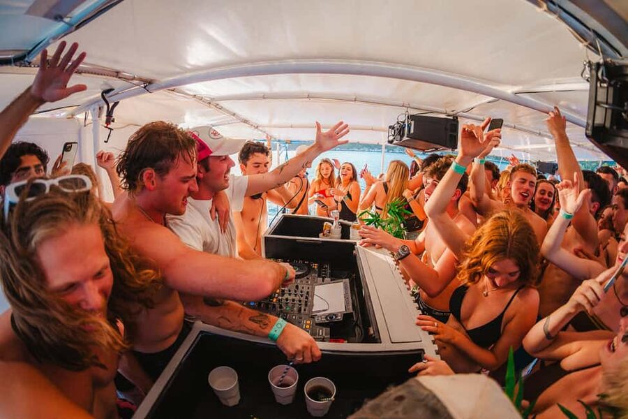 Split: Blue Lagoon Boat Party with Slide, Dj and After Party - The first cruise and hidden-bay swim stop