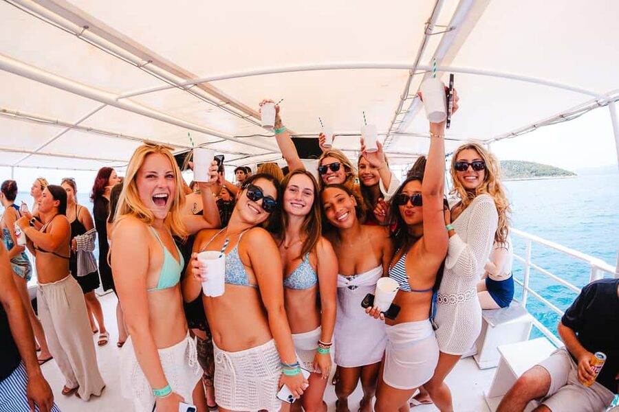 Split: Blue Lagoon Boat Party with Slide, Dj and After Party - Food, drinks, and what the $45 covers