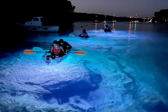 Transparent Kayak Night Glow Experience from Pula - The cave stop and included drink