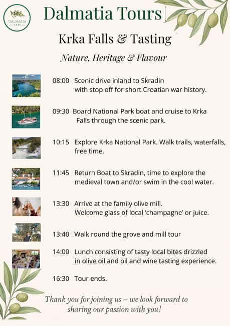 Zadar: Krka falls, olive mill, lunch, oil & wine tasting - Why this day works for Dalmatia